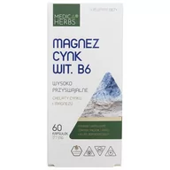 Witaminy i minerały - Medica Herbs Herbs Herbs Magnez Cynk Witamina B6 60 kapsułek MH-2217 - miniaturka - grafika 1