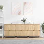 Szafki nocne - vidaXL Szafki, 3 szt., dąb sonoma, materiał drewnopochodny - miniaturka - grafika 1