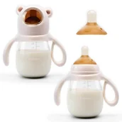 Butelki dla niemowląt - Butelka Jordbaer 240ml Różowa 6M+ PPSU Antykolkowa Słomka Ustnik BPA FREE - miniaturka - grafika 1