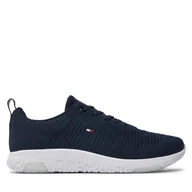 Sneakersy męskie - Sneakersy Tommy Hilfiger Corporate Knit Rib Runner FM0FM02838 Granatowy - miniaturka - grafika 1