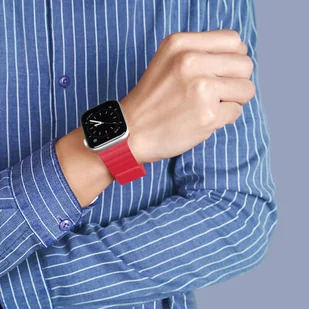 Dux Ducis Magnetic Strap pasek do Watch 7 / 6 / 5 / 4 / 3 / 2 / SE (41 / 40 / 38mm) magnetyczna opaska czerwony (Chain Version) - Etui i futerały do telefonów - miniaturka - grafika 2