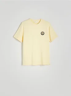 Reserved - T-shirt regular z haftem - jasnożółty - Koszulki męskie - miniaturka - grafika 1