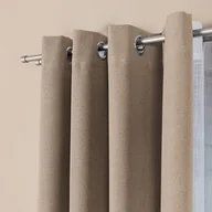 Zasłony - Gotowa zasłona do salonu 100% zaciemniająca na przelotkach, kolor beżowy, rozmiar: 140x230 cm - miniaturka - grafika 1