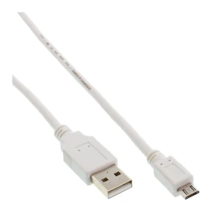 Kabel USB InLine USB-A - micro-B 1.8 m Biały 31718W - Kable USB - miniaturka - grafika 1