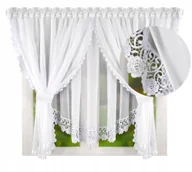 Firany - FIRANA GOTOWA Z GIPIURA w KWIATKI FIRANKA WOAL BIAŁA na TAŚMIE 400x150 cm - miniaturka - grafika 1