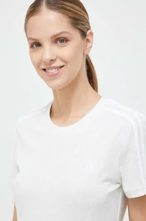 Koszulki sportowe damskie - adidas t-shirt bawełniany kolor szary - grafika 1