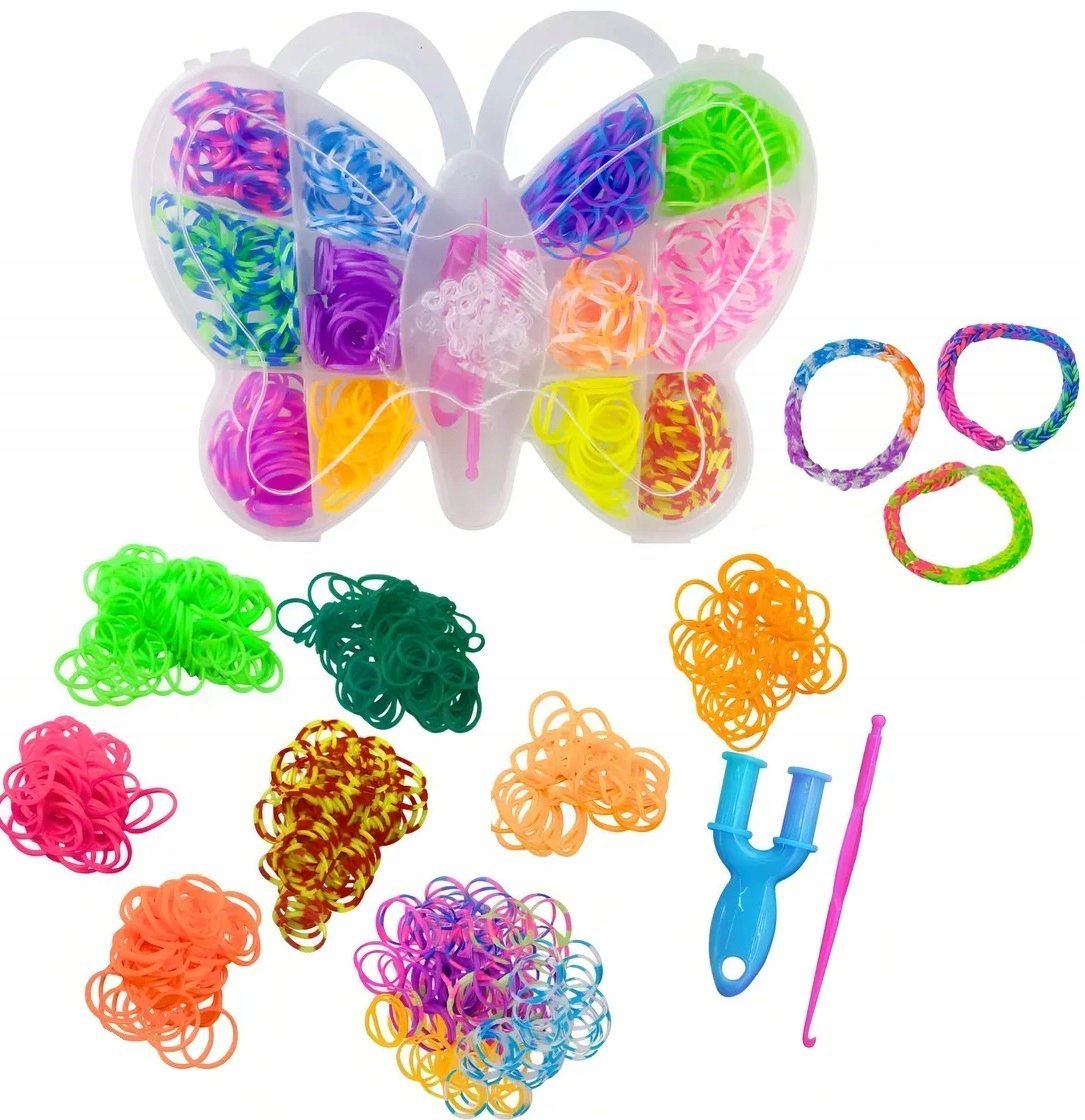 GUMKI LOOM BANDS do robienia bransoletek biżuterii DUŻY ZESTAW GUMEK MOTYL