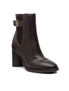 Botki damskie - Tommy Hilfiger Botki Monogram Hardware Heel Boot FW0FW06006 Brązowy - grafika 1