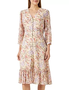 usha BLACK LABEL Damska sukienka midi z kwiatowym nadrukiem qisha, wełniana biel wielokolorowa, S, Wełniana biel wielokolorowa, S - Sukienki - miniaturka - grafika 1