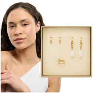 Kolczyki - Kolczyki pozłacane z kamieniami naturalnymi biały jadeit zestaw 5 kolczyków Mys - miniaturka - grafika 1