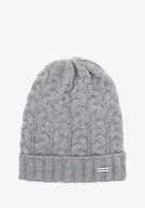 Czapki damskie - Czapka damska z warkoczowym splotem szara - miniaturka - grafika 1