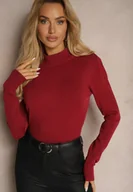 Swetry damskie - Bordowy Półgolf o Klasycznym Fasonie z Kaszmirem i Wiskozą Zailana - miniaturka - grafika 1