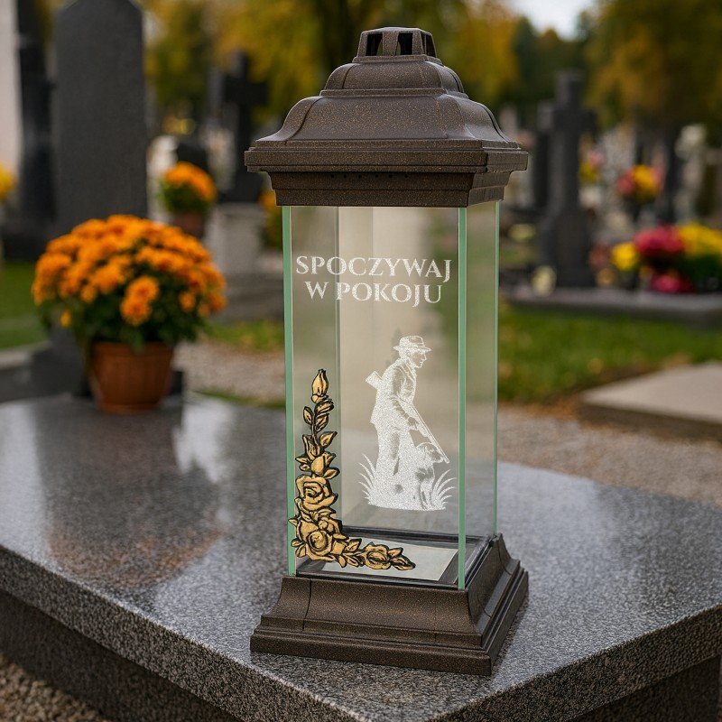 ZNICZ LAMPION z GRAWEREM dla myśliwego na GRÓB