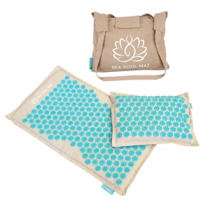 Rea Soul Mat, mata do akupresury z poduszką, lniana, niebieska + torba gratis - Akcesoria medycyny naturalnej - miniaturka - grafika 1