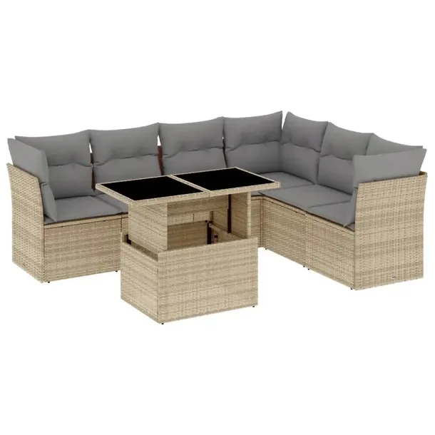 Zestaw mebli ogrodowych modułowych beżowy rattan PE, wymiary 62x62x69 cm,