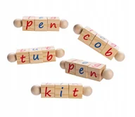 Zabawki interaktywne dla dzieci - ZABAWKA DREWNIANE KLOCKI KARTY NAUKA ANGIELSKIEGO - miniaturka - grafika 1