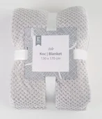 Koce - Miękki koc szary z barankiem i srebrną aplikacją / srebrne zdobienie - miniaturka - grafika 1