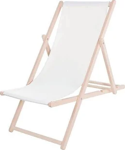Springos Leżak ogrodowy, drewniany z 3-stopniową regulacją, plażowy, balkonowy, biały UNIWERSALNY - Leżaki ogrodowe - miniaturka - grafika 1