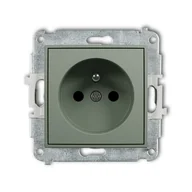 Gniazdka elektryczne - Karlik Gniazdo pojedyncze z przesłonami torów MINI - szałwiowy - miniaturka - grafika 1