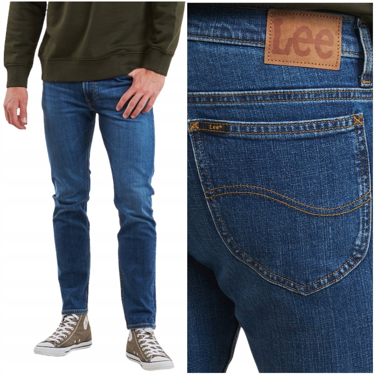 Lee RIDER SLIM On The Road lekko dopasowane ciemne spodnie jeansowe W36 L34