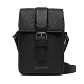 Torby męskie - Saszetka Calvin Klein Leather Slim Flap Reporter LV04D3323G Czarny - miniaturka - grafika 1