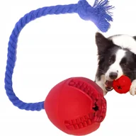 Zabawki dla psów - PETSTORY Zabawka dla PSA Jajko ze SZNURKIEM na PRZYSMAKI smakołyki czerwone - miniaturka - grafika 1