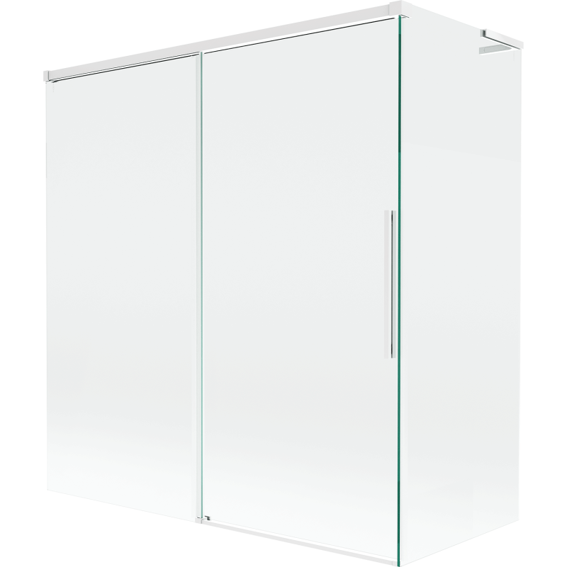 Mexen Rox L parawan nawannowy 2-skrzydłowy rozsuwany 150 + 70 x 150 cm, transparent, biały - 8C9L-150-070-20-00