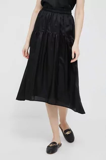 Spódnice - Dkny spódnica z domieszką kaszmiru kolor czarny midi rozkloszowana - DKNY - grafika 1