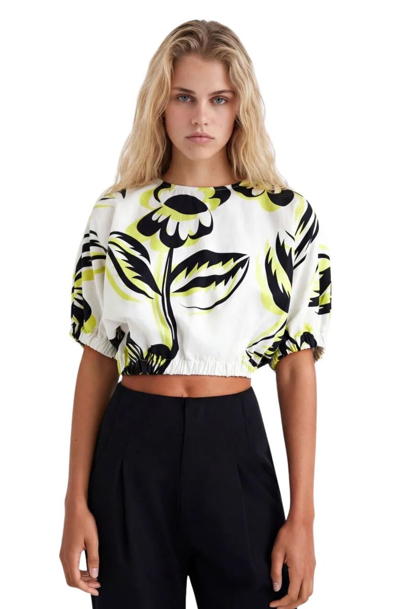 Bluzka damska Desigual Crud krótka lniana -L