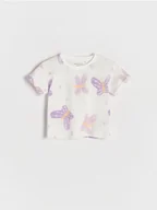 Bluzki dla niemowląt - Reserved - Bawełniany t-shirt we wzory - wielobarwny - miniaturka - grafika 1