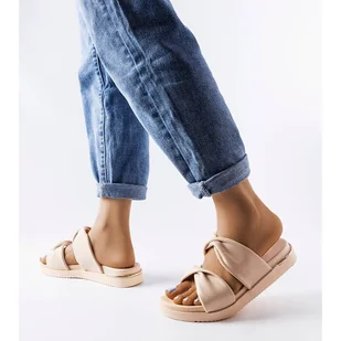 Beżowe klapki Big Star LL274A122 beżowy - Klapki i japonki damskie - miniaturka - grafika 1