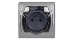 Karlik elektrotechnik LOGO Gniazdo bryzgoszczelne z/u (klapka dymna) srebrny metalik 7LGPB-1zd 7LGPB-1zdp - Gniazdka elektryczne - miniaturka - grafika 1