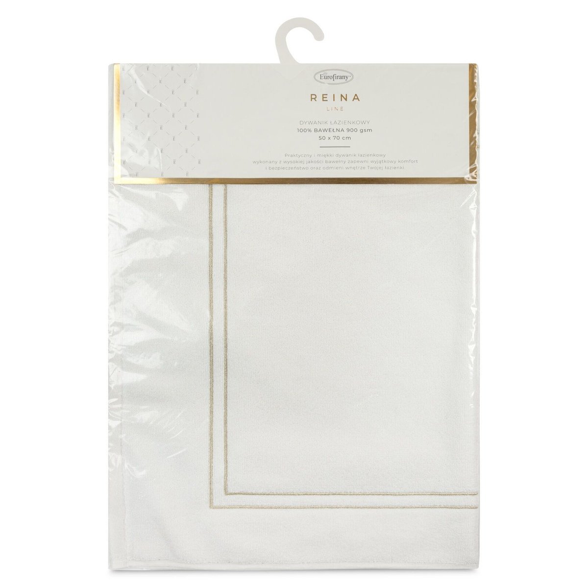 Dywanik łazienkowy Olivia 50x70 cm biały złoty haft bawełna