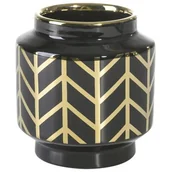 Wazony i flakony - Wazon Dekoracyjny Z Dolomitu Ze Złotym Wzorem Emera 15X16 Czarny X2 - miniaturka - grafika 1