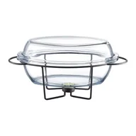 Naczynia żaroodporne - Naczynie żaroodporne SAULE z podgrzewaczem 4,5 l owal z pokrywą czarny - miniaturka - grafika 1