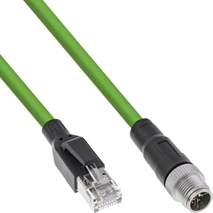 InLine Przemysłowy kabel sieciowy, M12 8-pinowa wtyczka kodowana X do wtyczki RJ45, Cat.6A PUR, Ethernet M12 8-biegunowy, 5 m, 40605 - Kable miedziane - miniaturka - grafika 1