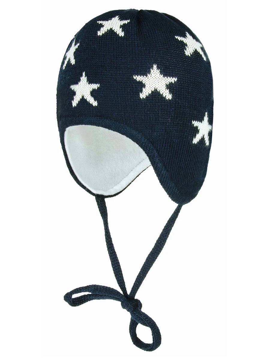 Niemowlęca czapka wiązana w gwiazdy granatowa Doll r.43