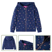 Bluzy dla dziewczynek - Bluza dziecięca z kapturem - granatowa - 104 - Bluza Dziewczęca - miniaturka - grafika 1