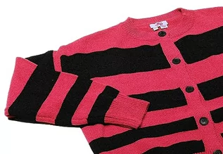 Swetry damskie - myMo Damski modny kardigan w paski akryl różowy czarny rozmiar XS/S, ró?owy czarny, XS - grafika 1