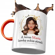 Kubki - Kubek Pomarańczowy Dla Marty Żony Koleżanki z Nadrukiem ze Zdjęciem+ Opakowanie na prezent (wzór 01) - miniaturka - grafika 1