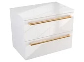 Szafki łazienkowe - Szafka Wisząca Z Blatem ATH 60 cm - Biały Wysoki Połysk - Uchwyty Złote Polerowane - miniaturka - grafika 1