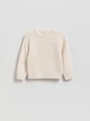 Bluzy dla dziewczynek - Reserved - Sweter z dodatkiem bawełny - kremowy - miniaturka - grafika 1