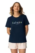 Koszulki i topy damskie - LA109 T-shirt z napisem LALUPA sea life - granatowy - miniaturka - grafika 1