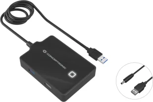 HUB USB Conceptronic HUBBIES10B Czarny - Huby USB - miniaturka - grafika 1