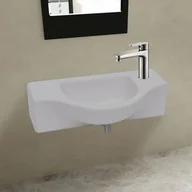 Umywalki - vidaXL Ceramiczna umywalka z otworem na kran biała 45x25 - miniaturka - grafika 1