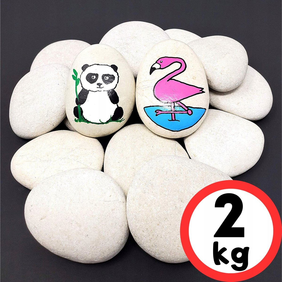 KAMIENIE DO MALOWANIA BIAŁE OKRĄGŁE KAMYKI GŁADKIE KAMIENIA OTOCZAK 2KG