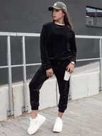 Dresy damskie - Komplet damski welurowy URBANVELVET czarny Dstreet AY1063 - miniaturka - grafika 1