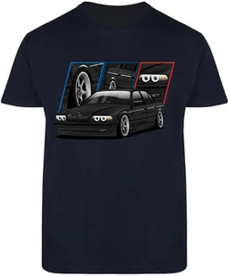 T-SHIRT MĘSKI BMW 7 E38 M POWER AUTA PREZENT KOSZULKA GRANATOWA R-3XL A585 - Koszulki męskie - miniaturka - grafika 1
