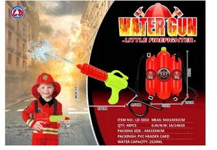 KASK STRAŻACKI Interaktywny + PISTOLET na WODĘ ze zbiornikiem MAŁY STRAŻAK - Zabawki militarne - miniaturka - grafika 1