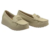 Mokasyny damskie - Półbuty, mokasyny damskie ze skóry naturalnej beżowe Vinceza 66771 - miniaturka - grafika 1